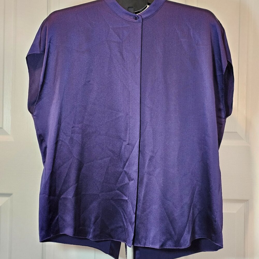 Vince Womens Plum Sleeveless Satin Blouse Size Large